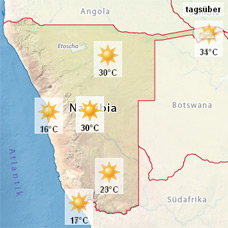 Wettervorhersage für Namibia zur Wettervorhersage für Namibia