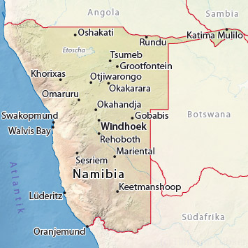 Wetter in Namibia nach Städten